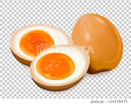 Boiled egg (1 egg and cut side) 114176475