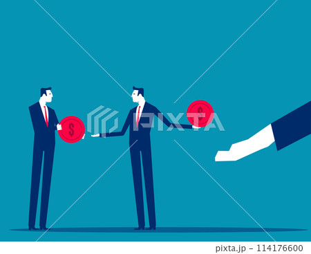 Business person salary get dollar coin and pay it for creditor debt. get Monthly income to pay for debt concept 114176600