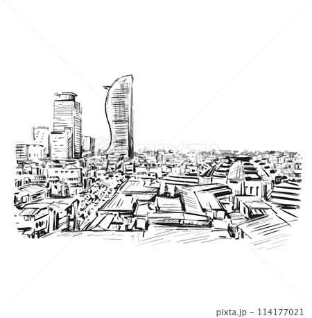 Drawing of Phnom Penh cityscape Cambodia 114177021