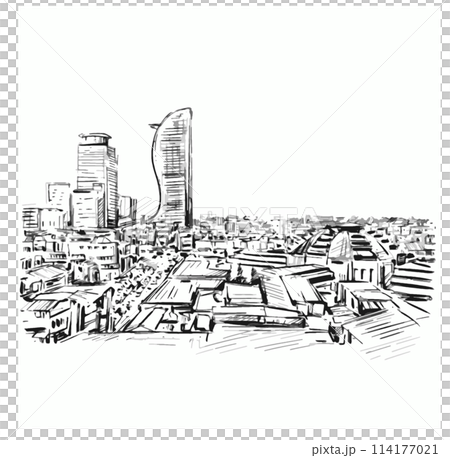 Drawing of Phnom Penh cityscape Cambodia 114177021