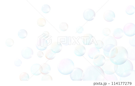 たくさんのシャボン玉が飛んでいる背景イラスト 114177279