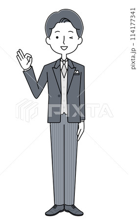ディレクターズスーツを着た男性のイラスト ディレクターズスーツを着た男性のイラスト 114177341