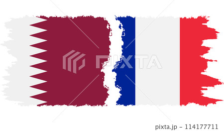France and Qatar grunge flags connection vector 114177711