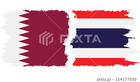 Thailand and Qatar grunge flags connection vector 114177830