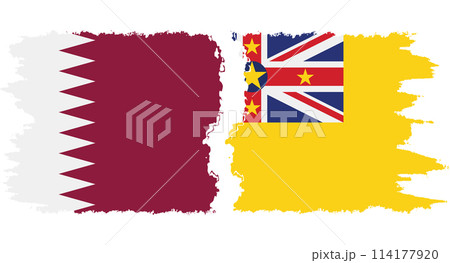 Niue and Qatar grunge flags connection vector 114177920