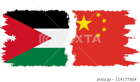 China and Jordan grunge flags connection vector China and Jordan grunge flags connection vector 114177984
