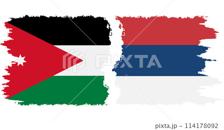 Serbia and Jordan grunge flags connection vector 114178092