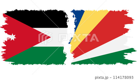 Seychelles and Jordan grunge flags connection vector 114178093