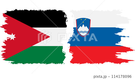 Slovenia and Jordan grunge flags connection vector 114178096