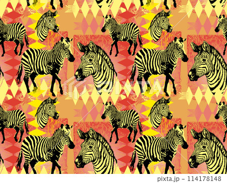 Seamless pattern of zebra. Suitable for fabric, mural, wrapping paper and the like. Seamless pattern of zebra. Suitable for fabric, mural, wrapping paper and the like. 114178148
