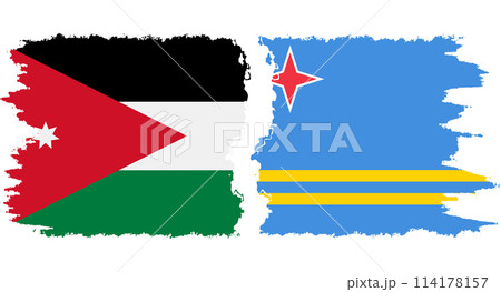 Aruba and Jordan grunge flags connection vector Aruba and Jordan grunge flags connection vector 114178157