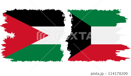 Kuwait and Jordan grunge flags connection vector 114178200