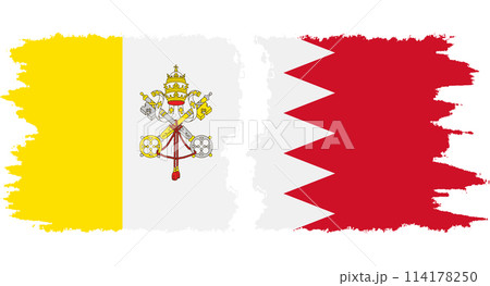 Bahrain and Vatican grunge flags connection vector 114178250