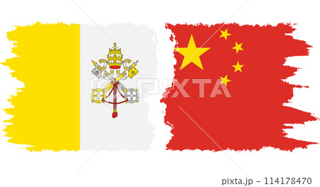 China and Vatican grunge flags connection vector 114178470