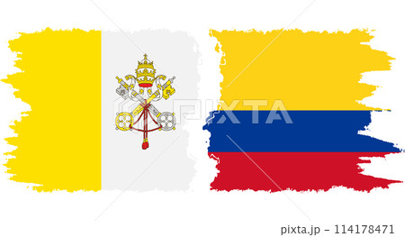 Colombia and Vatican grunge flags connection vector 114178471