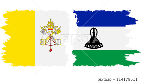 Lesotho and Vatican grunge flags connection vector 114178611