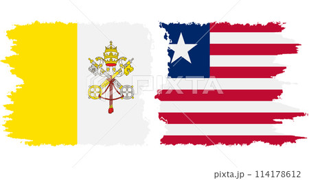 Liberia and Vatican grunge flags connection vector 114178612