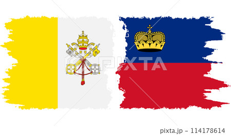 Liechtenstein and Vatican grunge flags connection vector 114178614