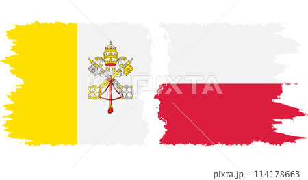 Poland and Vatican grunge flags connection vector 114178663