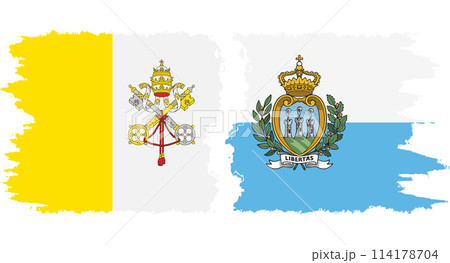 San Marino and Vatican grunge flags connection vector 114178704