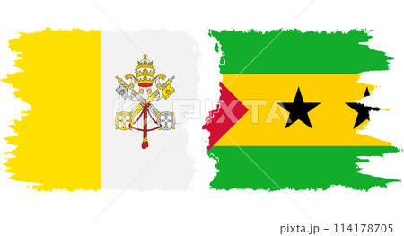 Sao Tome and Principe and Vatican grunge flags connection vector 114178705