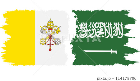 Saudi Arabia and Vatican grunge flags connection vector 114178706