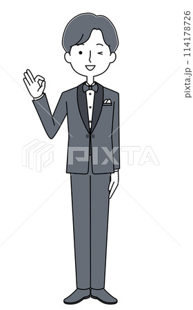 タキシードを着た男性のイラスト タキシードを着た男性のイラスト 114178726