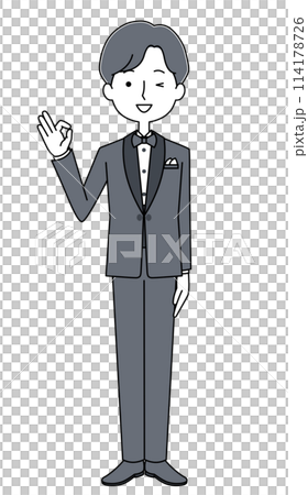 タキシードを着た男性のイラスト タキシードを着た男性のイラスト 114178726