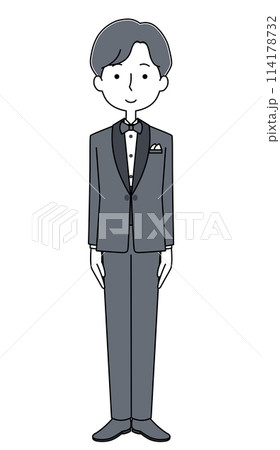 タキシードを着た男性のイラスト タキシードを着た男性のイラスト 114178732