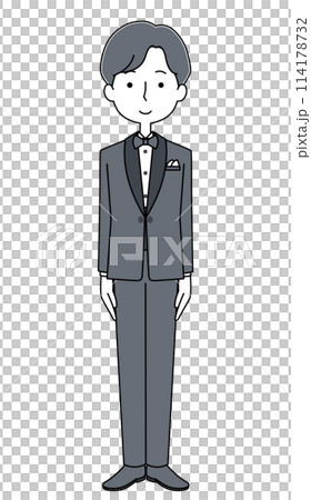 タキシードを着た男性のイラスト タキシードを着た男性のイラスト 114178732
