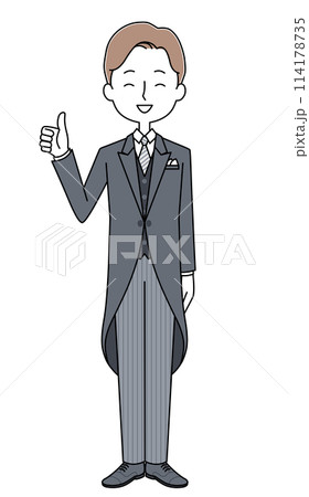 モーニングコートを着た男性のイラスト モーニングコートを着た男性のイラスト 114178735