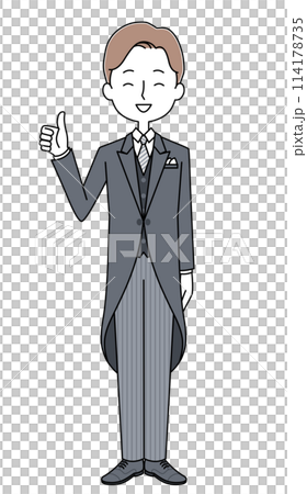 モーニングコートを着た男性のイラスト モーニングコートを着た男性のイラスト 114178735
