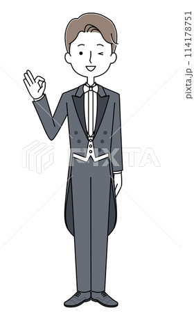 燕尾服を着た男性のイラスト 燕尾服を着た男性のイラスト 114178751