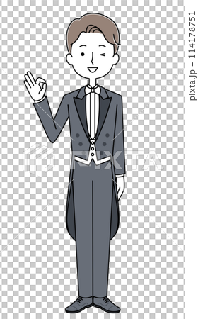 燕尾服を着た男性のイラスト 燕尾服を着た男性のイラスト 114178751