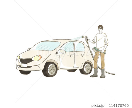 洗車をしている男性 114178760