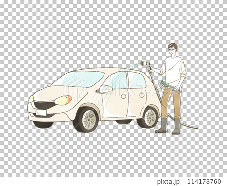 洗車をしている男性 114178760