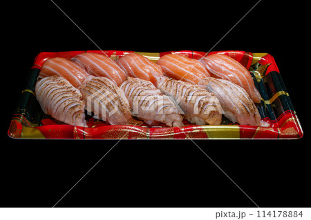 サーモン　握り寿司　鮨　パック　黒抜き 114178884