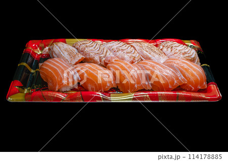 サーモン 握り寿司 鮨 パック 黒抜き サーモン 握り寿司 鮨 パック 黒抜き 114178885