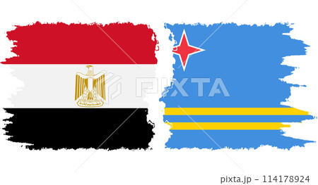 Aruba and Egypt grunge flags connection vector 114178924