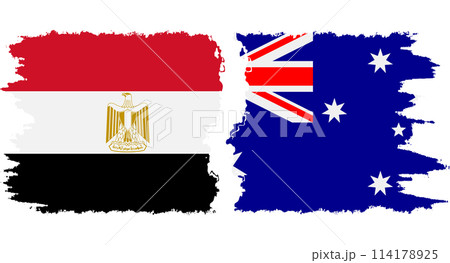 Australia and Egypt grunge flags connection vector 114178925