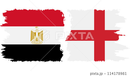 England and Egypt grunge flags connection vector 114178981