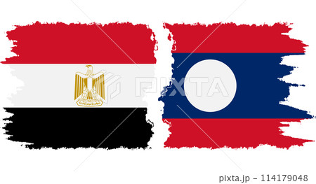 Laos and Egypt grunge flags connection vector 114179048
