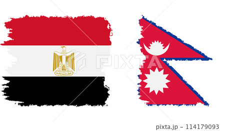Nepal and Egypt grunge flags connection vector 114179093