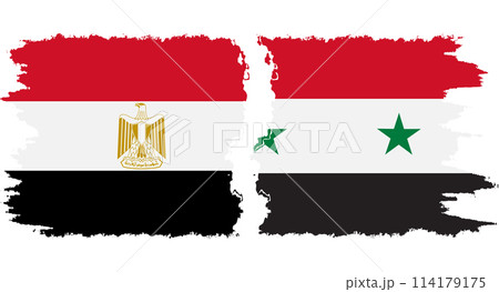 Syria and Egypt grunge flags connection vector 114179175