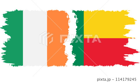 Benin and Ireland grunge flags connection vector 114179245