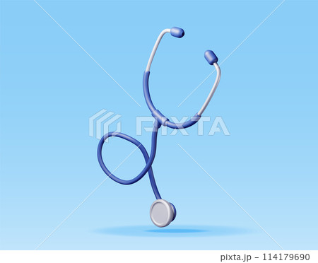 3D medical stethoscope isolated on blue 114179690