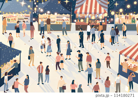 夜の夏祭りの風景 114180271