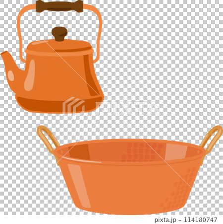 Copper kettle and pot Copper kettle and pot 114180747