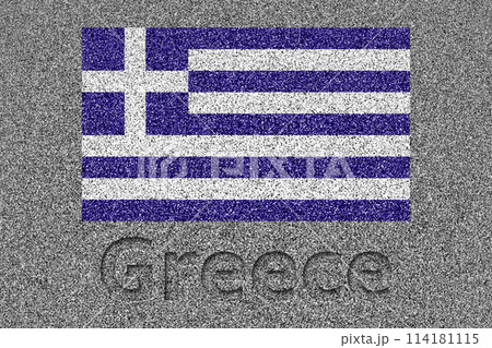 石板の上に描かれたギリシャの国旗と、掘ったような「Greece」の文字 石板の上に描かれたギリシャの国旗と、掘ったような「Greece」の文字 114181115