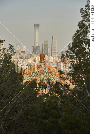 Skyscrapers of downtown Beijing, view from Jingshan Park (Prospect Hill) in Beijing, China 114181862